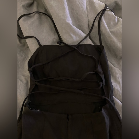 NWT! Astr Linen Blend Open Lacing Back Black Dress - Picture 5 of 7